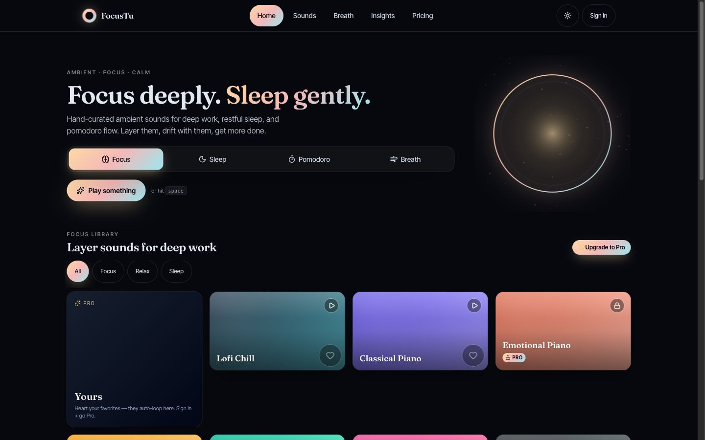 FocusTu live product interface